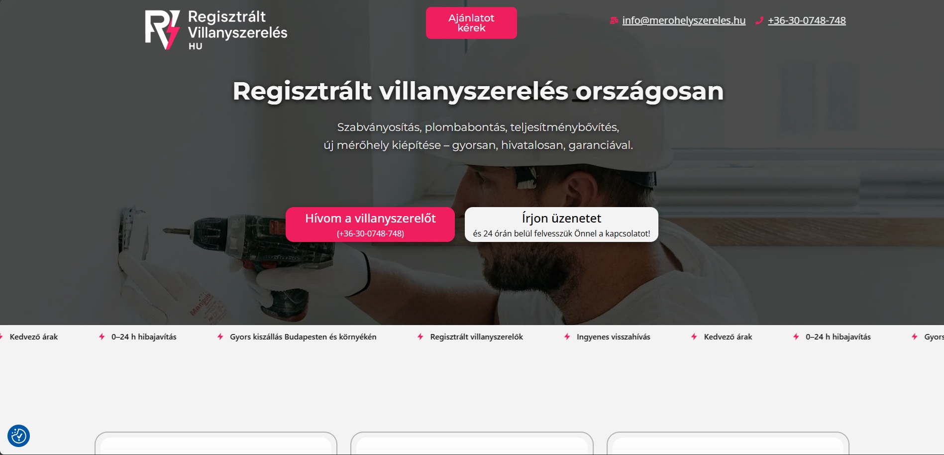 Mérőhely szerelés weboldal referencia